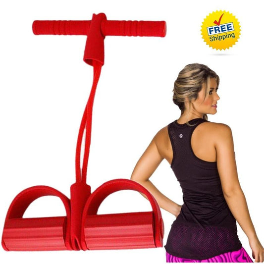 Red-New Outdoor Sports Exercise Pedal Tensioner Sports Rope Fitness Equipment Slim Abdominal Arm Pedal Tension Rope Sit-Up Assistant Rubber Equipment Tensioner