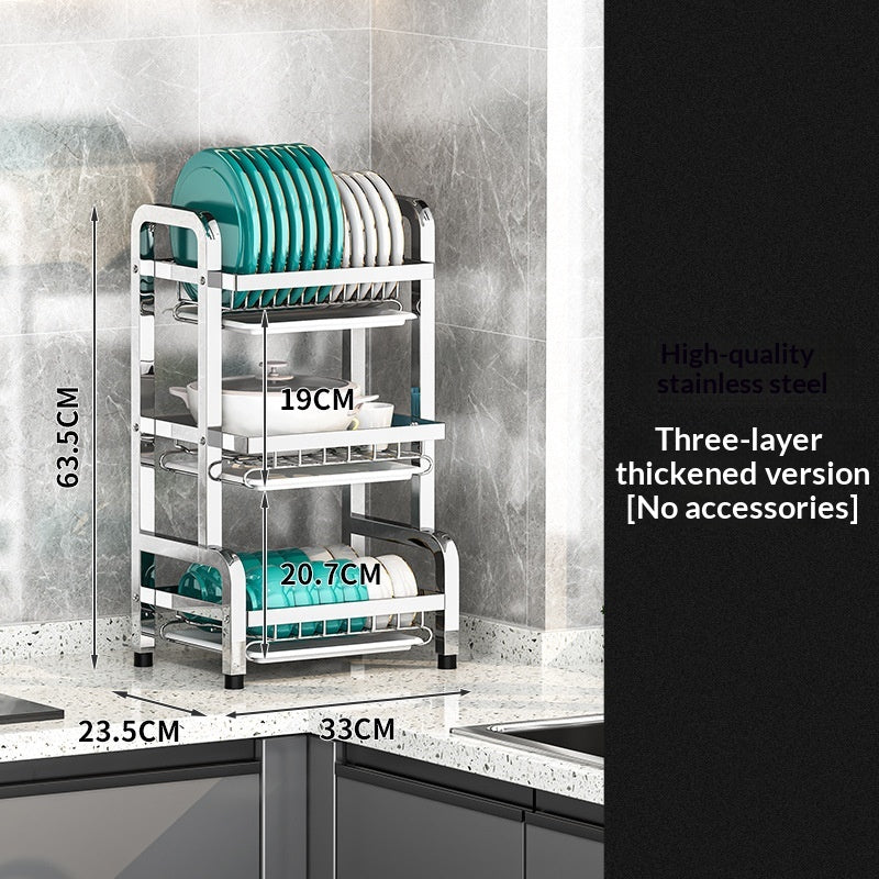 Stainless Steel Multi-Tier Kitchen Dish Rack