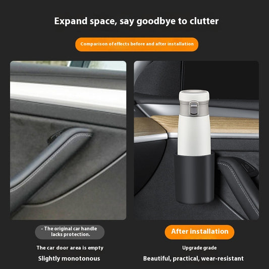 ModelY3 Tesla Car Door Water Cup Holder Storage Box Stopper Cup Saucer Pad Accessories