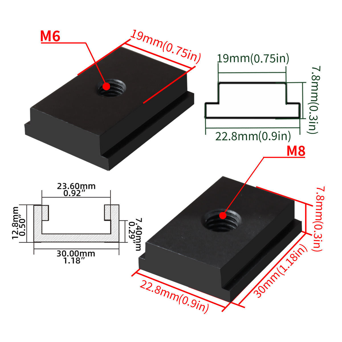Woodworking Sliding Chute Slider M8m6 Slider T Slot Sliding Chute Special Fixed Accessories