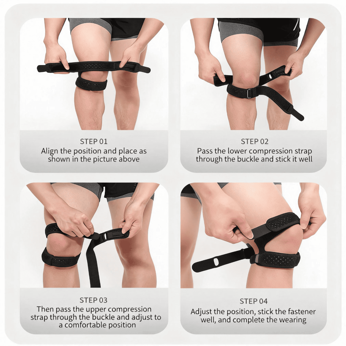 Upgraded Dual Patella Knee Strap With Silicone Pad Adjustable Compression Knee Support Brace Non-Slip Shock Absorption For Running Weightlifting Fitness