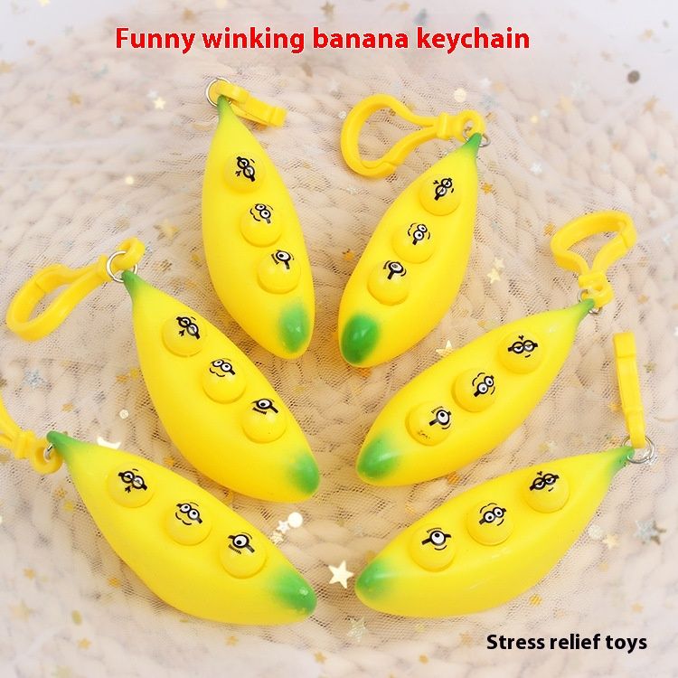Stress Relief Banana Squeezing Toy Toys Keychain Pendant