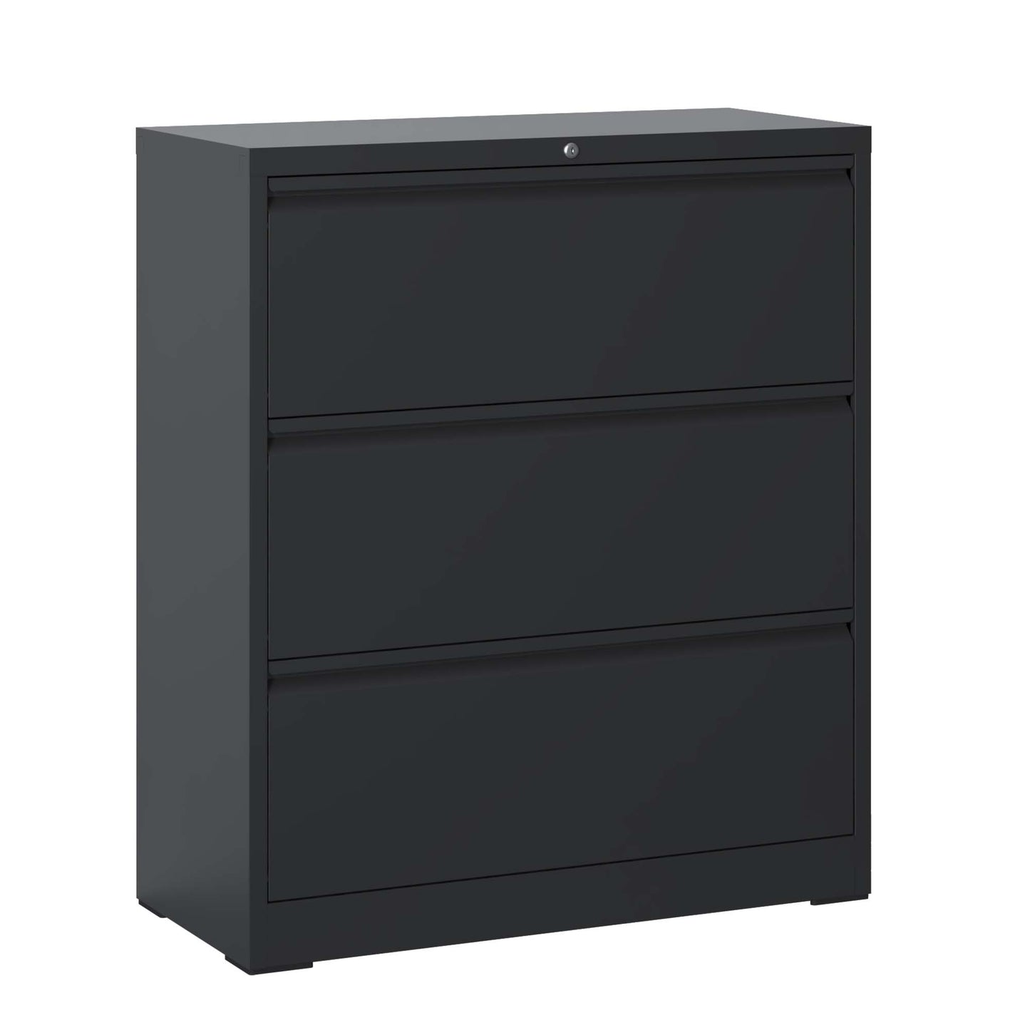 Lateral File Cabinet 3 Drawer, Black Filing Cabinet With Lock, Lockable File Cabinet For Home Office, Locking Metal File Cabinet For Legal Letter A4 F4 Size