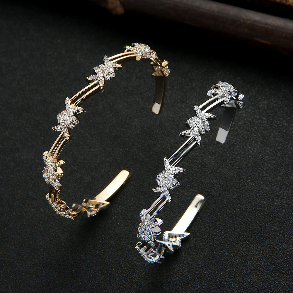 Geometric Zircon Open-ended Bracelet Formal Dress Accessories