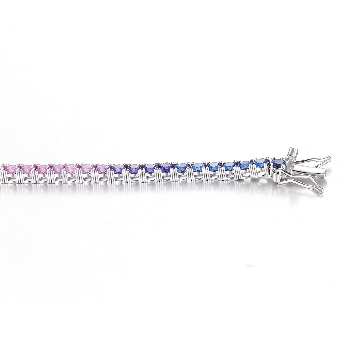 S925 Sterling Silver 2mm Rainbow Lab-Grown Gemstone Tennis Bracelet For Women GRA Certified Platinum Plated Gift Box