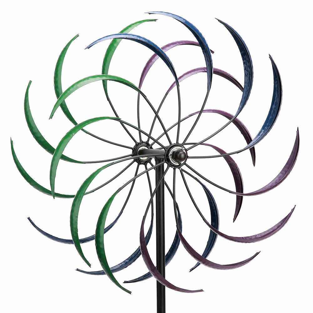2M Metal Windmill Garden Art Decor Wind Spinner Kinetic Yard Colorful Sculpture