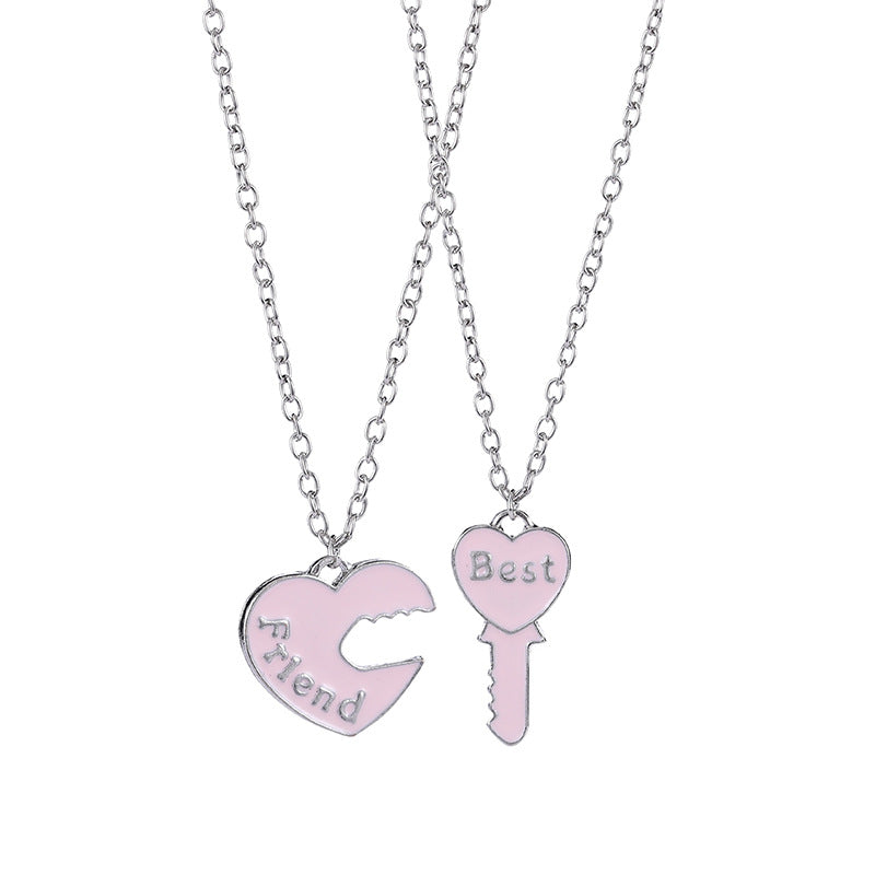 Creative Love Key Best Friend Stitching Pendant Clavicle Chain