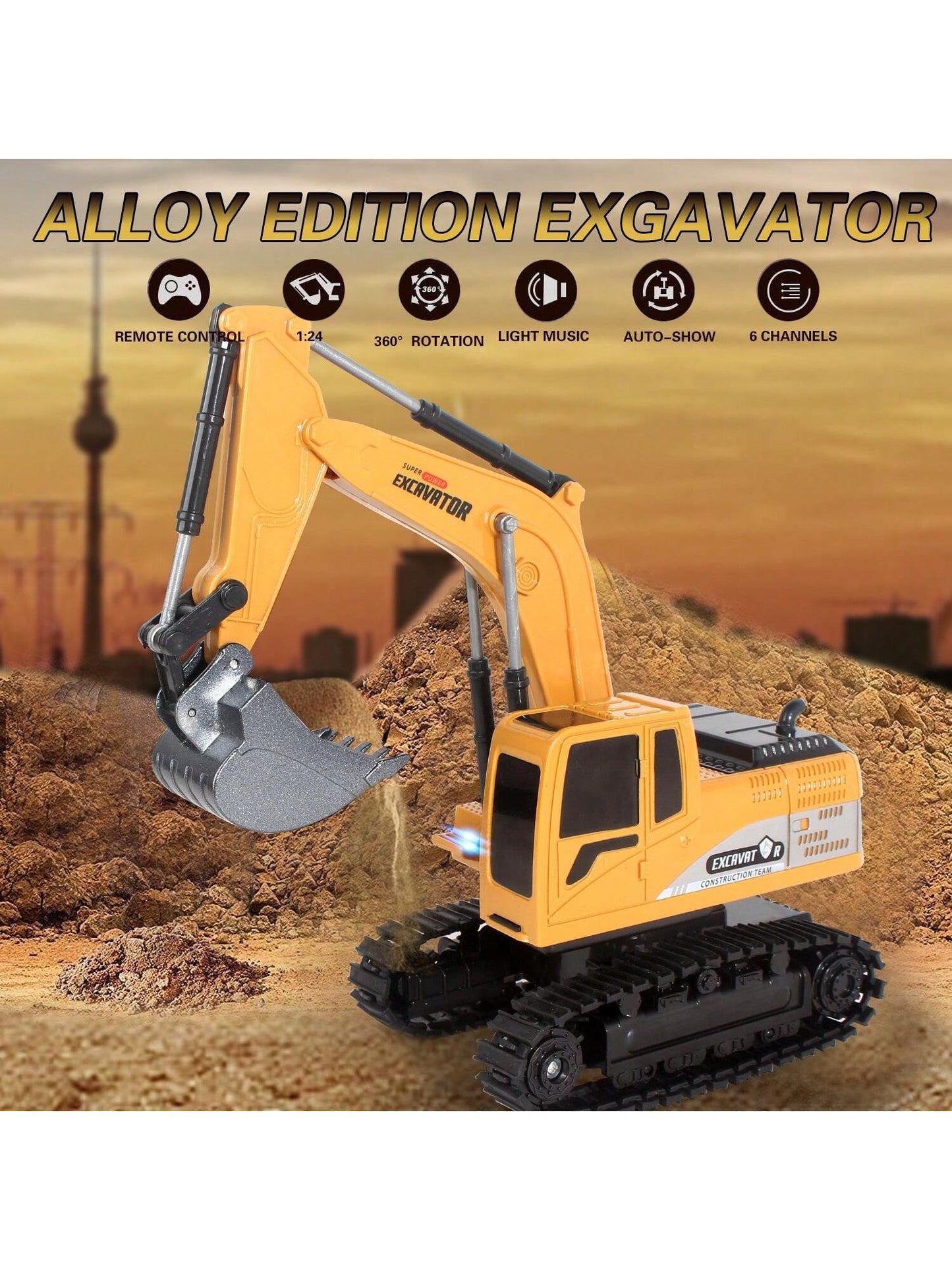 AU RC Digger Remote Controlled Excavator Construction Vehicle Truck Car Kids Gifts, The Logistics Will Be Send Randomly