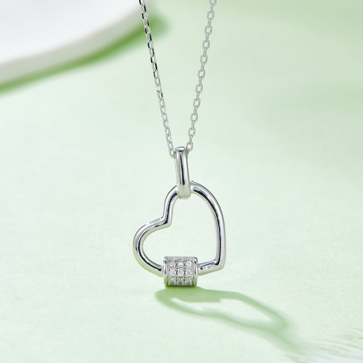 3.3g S925 Sterling Silver Heart Necklace 45cm  15 Stone Moissanite Pave Bar Pendant With GRA Certificate, Platinum Plated Romantic Jewelry Gift Box Set For Women