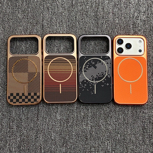 Carbon Fiber Pattern Phone Case Magnetic Charging Protective Cover