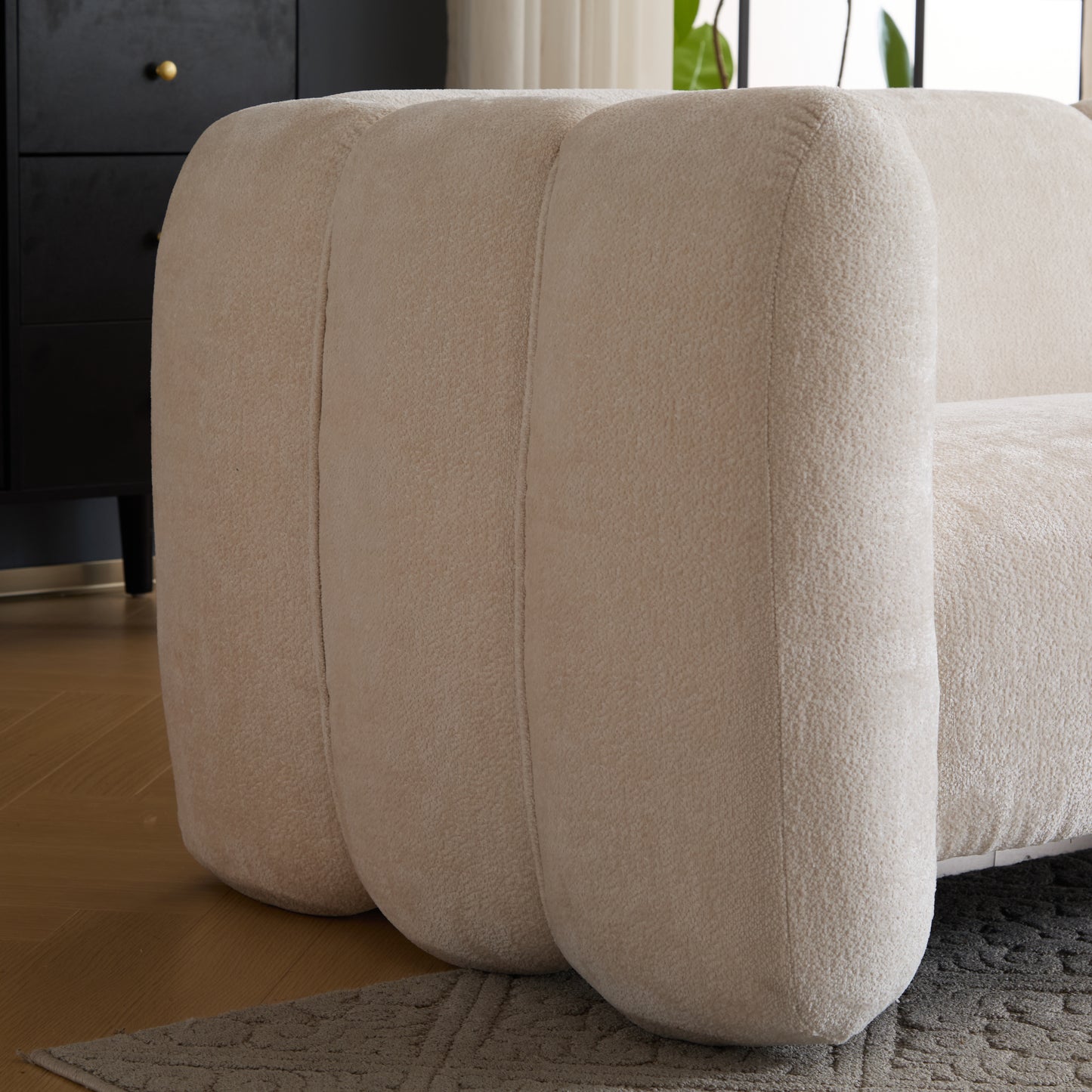 Tonson 83  3-Seater Boucle Sofa,Wave Design, Living Rooms,Bedrooms,Apartment Office,BEIGE