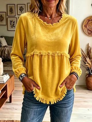 Casual Fashion Loose Top With Lace Splicing For Women
