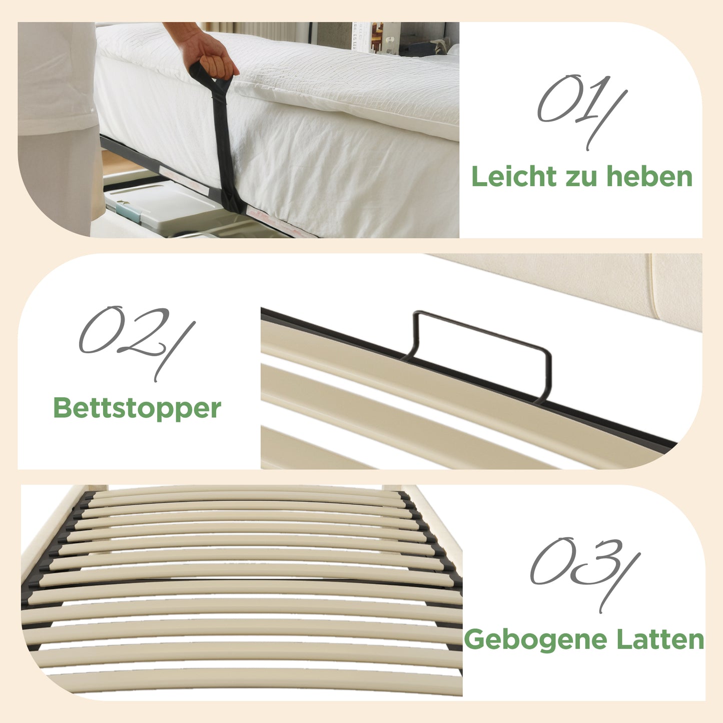 Upholstered Bed Single Bed 90x200 Cm With Height-adjustable Storage Headboard, Hydraulic Bed With LED Lighting & USB Type-C Charging Station, Velvet, Beige, Incl. Slatted Frame Without Mattress