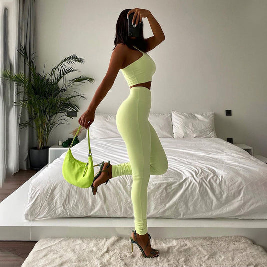 Women's New Solid Color Pit Strip Sports Yoga Fashion Suit