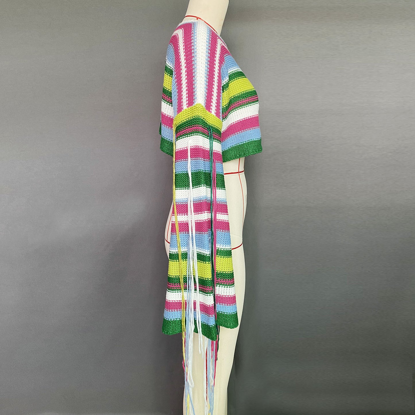 Best Selling Women's Clothes Rainbow Tassel Vacation Style Loose Sweater