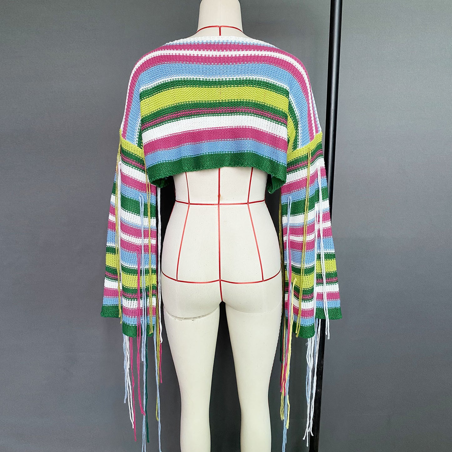 Best Selling Women's Clothes Rainbow Tassel Vacation Style Loose Sweater