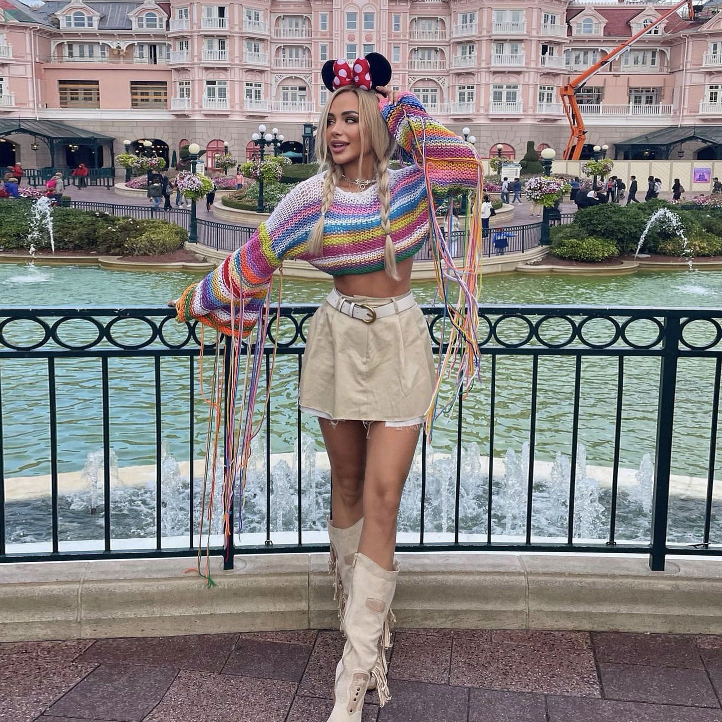 Best Selling Women's Clothes Rainbow Tassel Vacation Style Loose Sweater