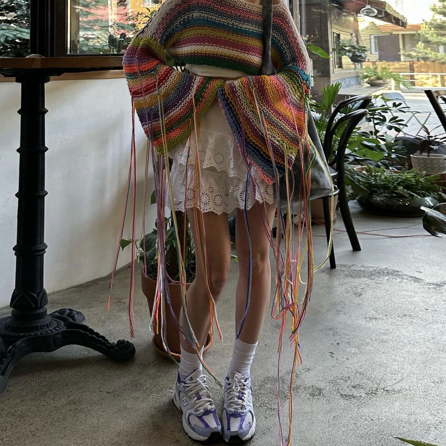 Best Selling Women's Clothes Rainbow Tassel Vacation Style Loose Sweater