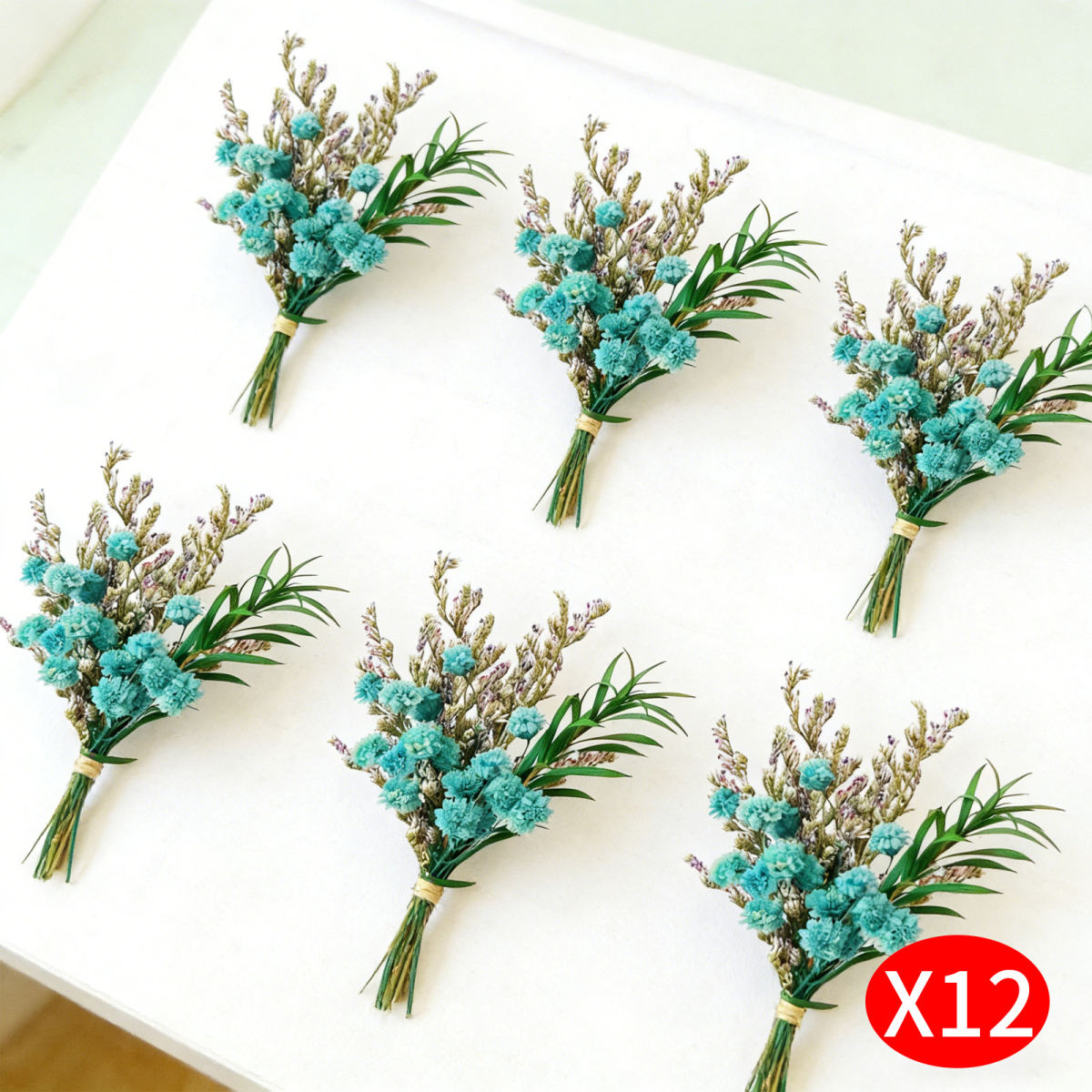 12 Pieces Mini Dry Flowers Set With Blue Flowers For Table Decoration DIY Party Accessories Set