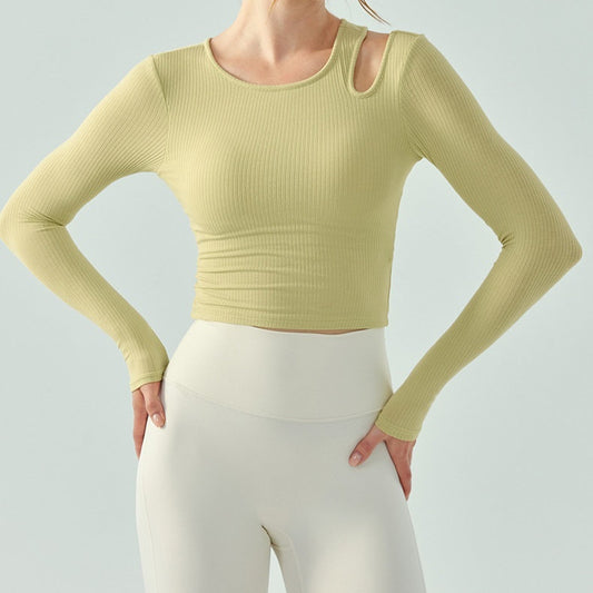 Slim-fit Yoga Wear Long Sleeve Women's Chest Pad Running Aerobics Workout Clothes Top