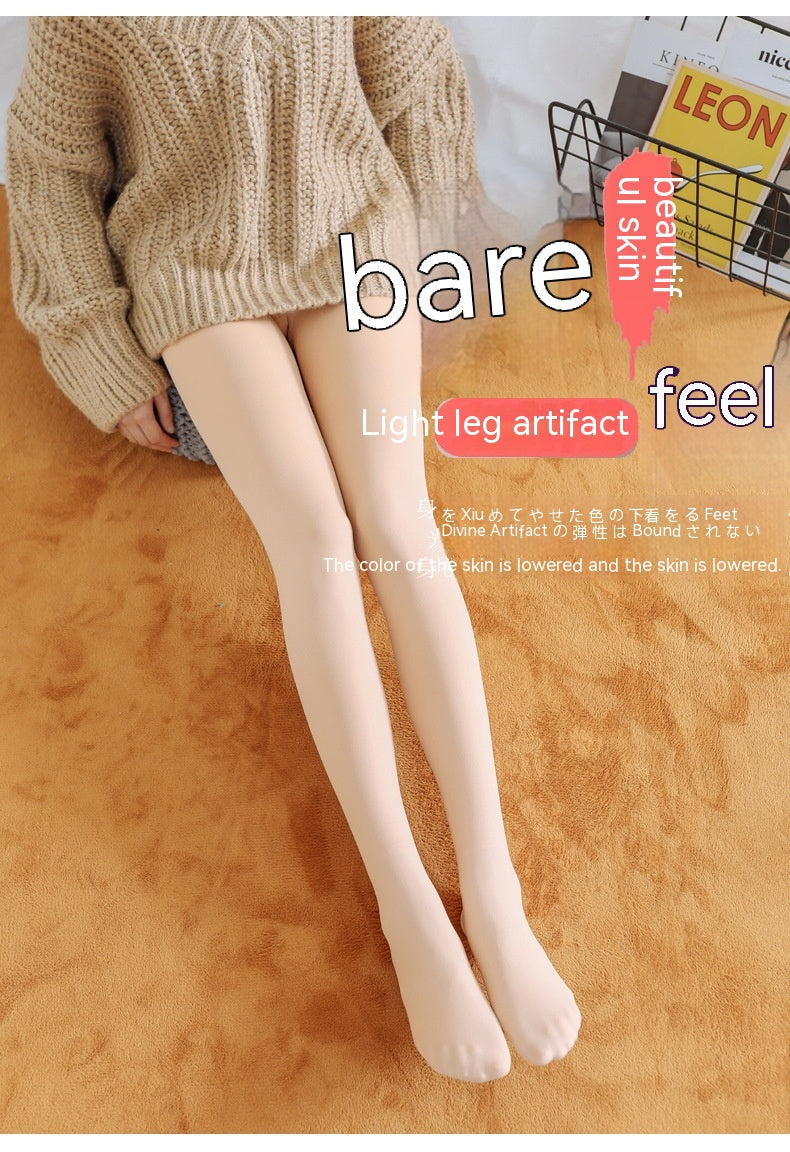 Best Flesh Color Pantyhose Women Fleece-lined Thick Leggings