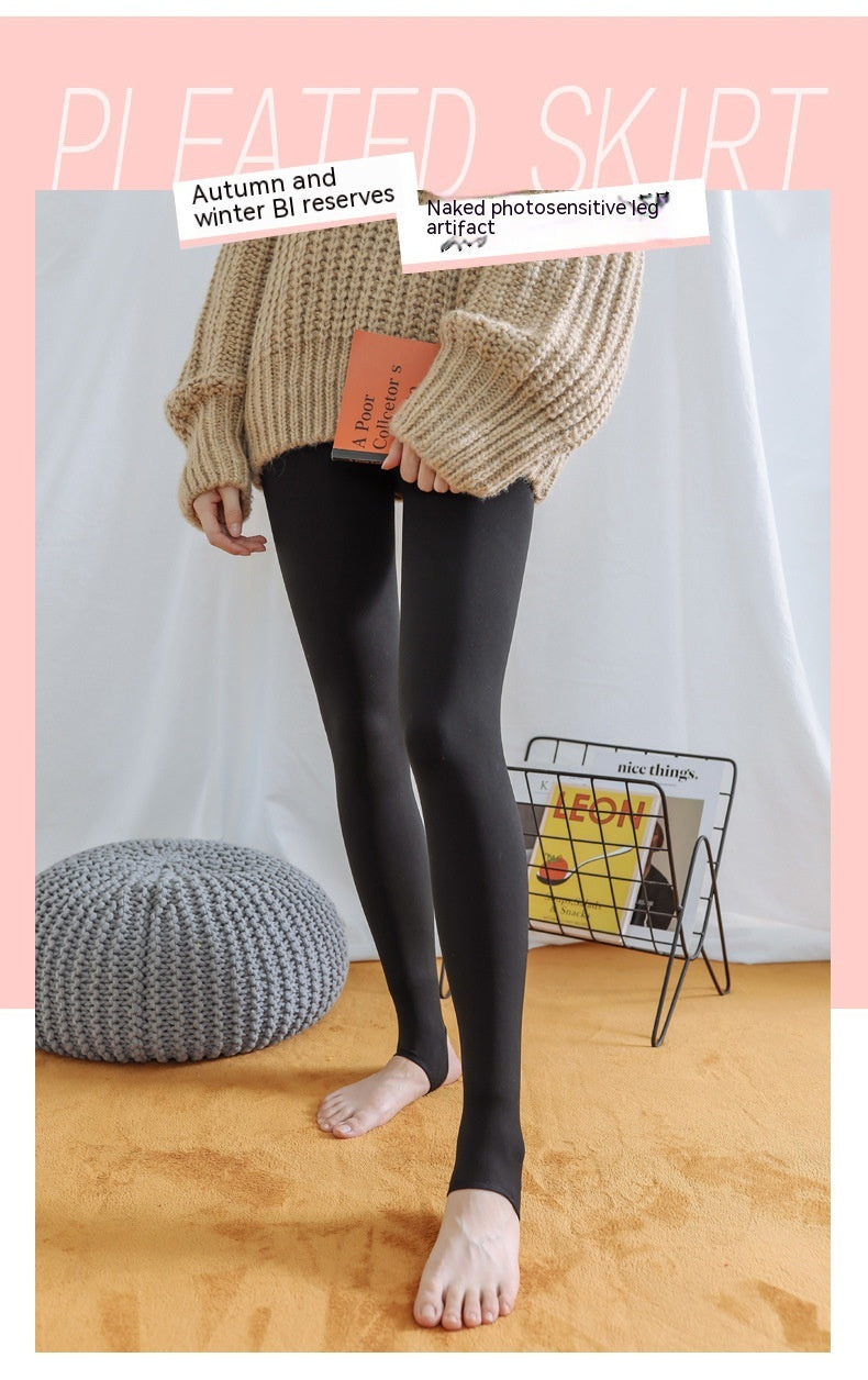 Best Flesh Color Pantyhose Women Fleece-lined Thick Leggings