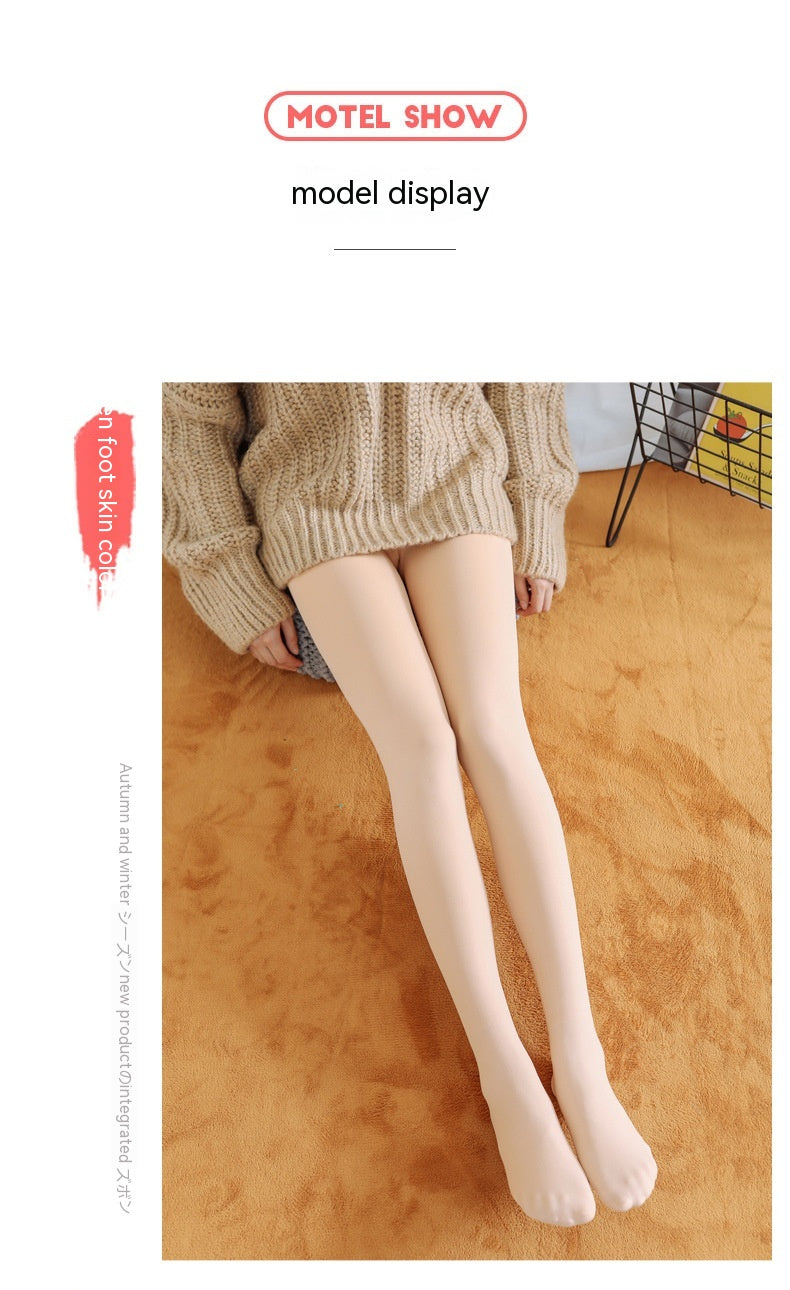 Best Flesh Color Pantyhose Women Fleece-lined Thick Leggings