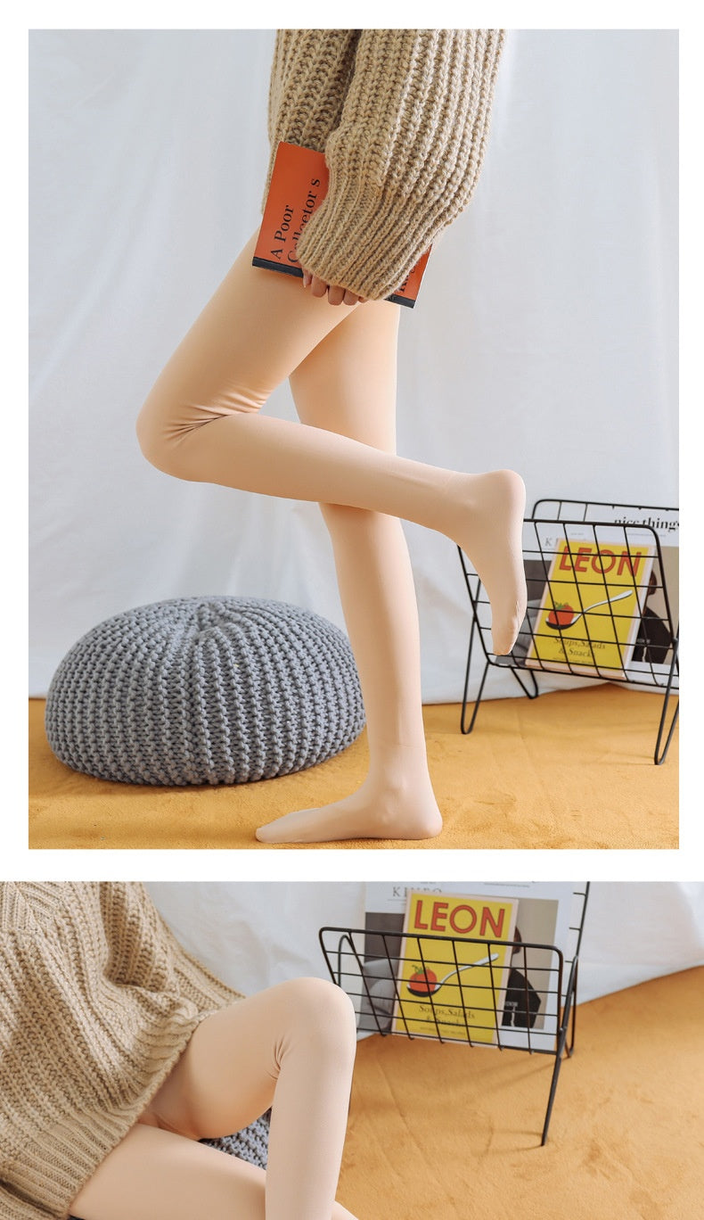 Best Flesh Color Pantyhose Women Fleece-lined Thick Leggings