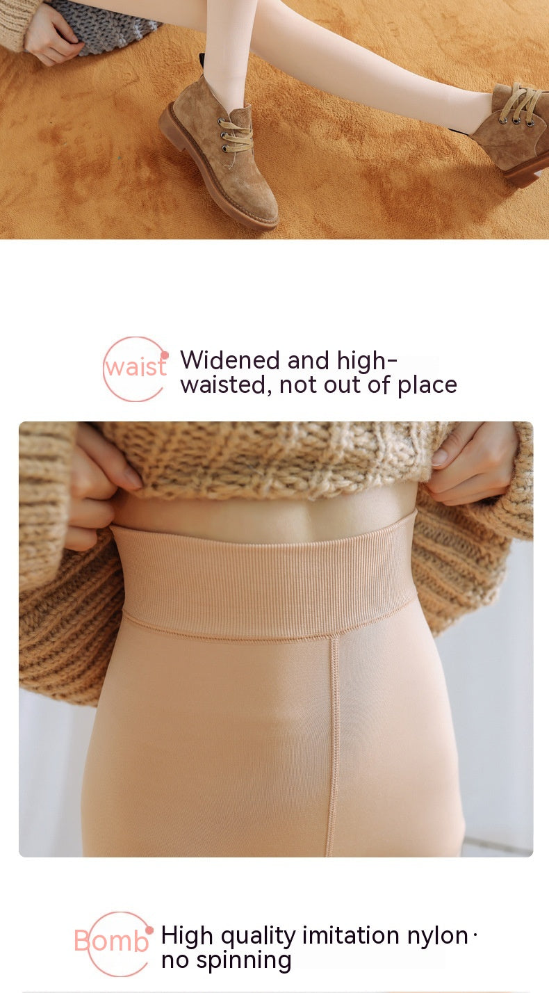 Best Flesh Color Pantyhose Women Fleece-lined Thick Leggings