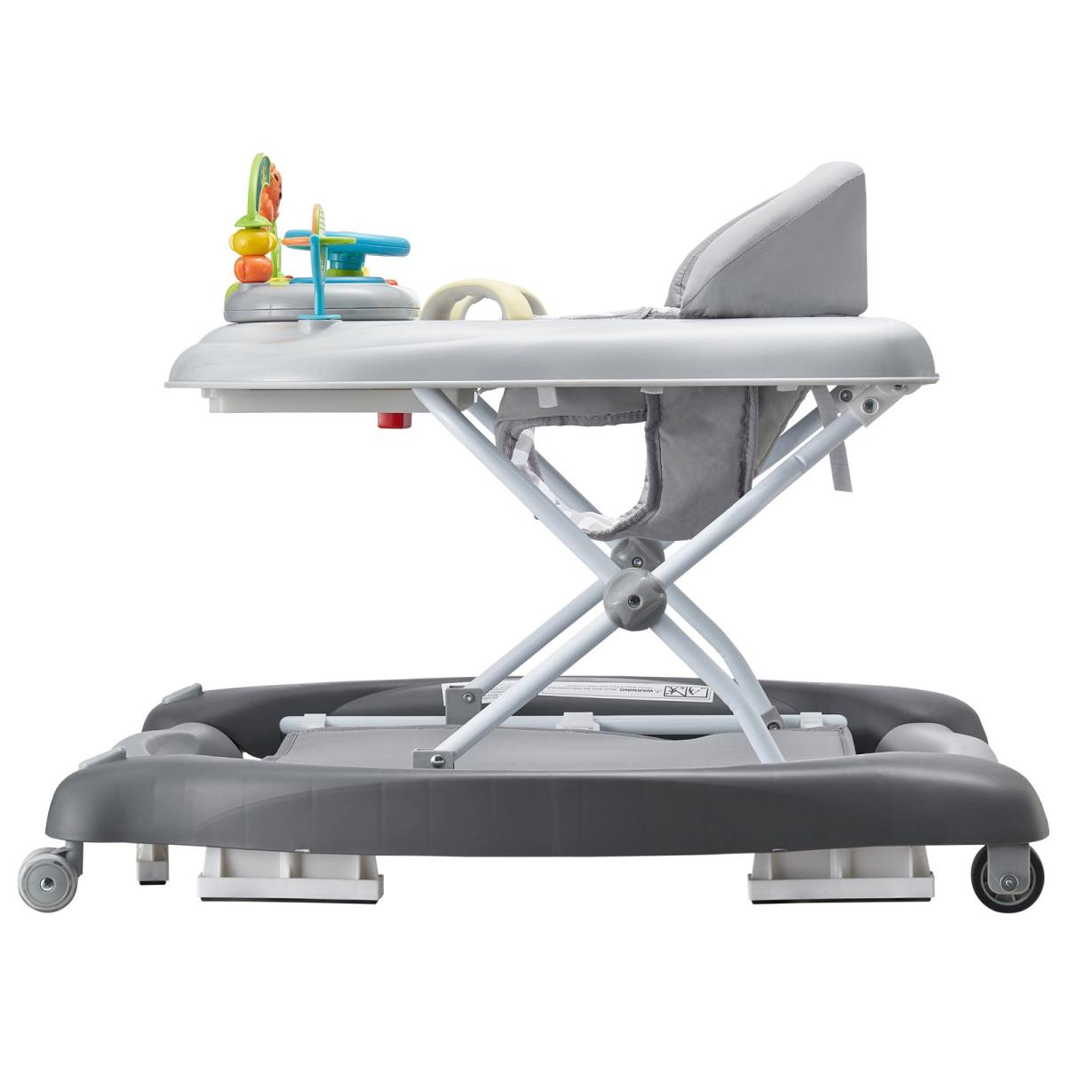 4-in-1 Baby Walker, Foldable Baby Activity Center On Wheels, 3 Adjustable Height, Music & Toys Tray, Learning-Seated | Walk-Behind | Rocker | Bouncer Toddler Walker For Girls Boys  6-24 Months