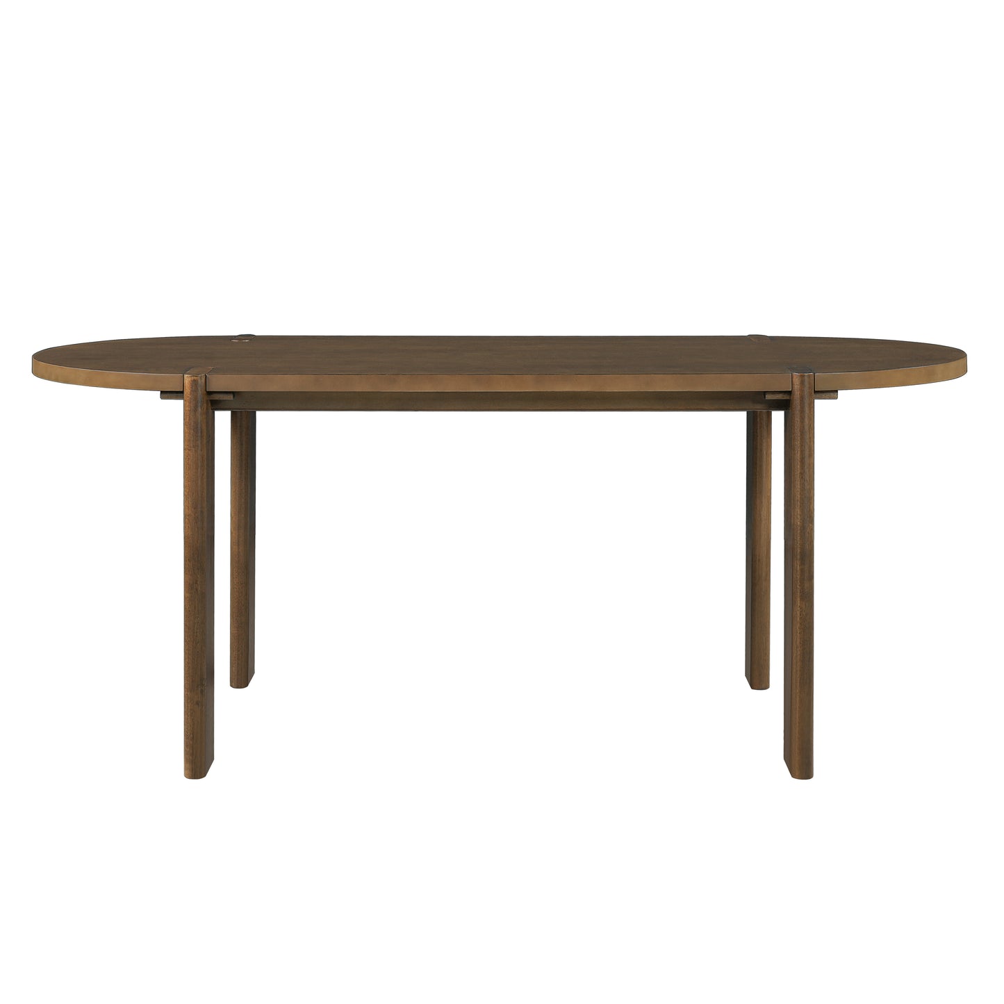 Modern Wooden Dining Table For 4 To 6 People, 71  Large Kitchen Dining Table With Wood Pedestal Base, Mid Century Oval Long Dinner Table For Home Dining Room Restaurant, Walnut