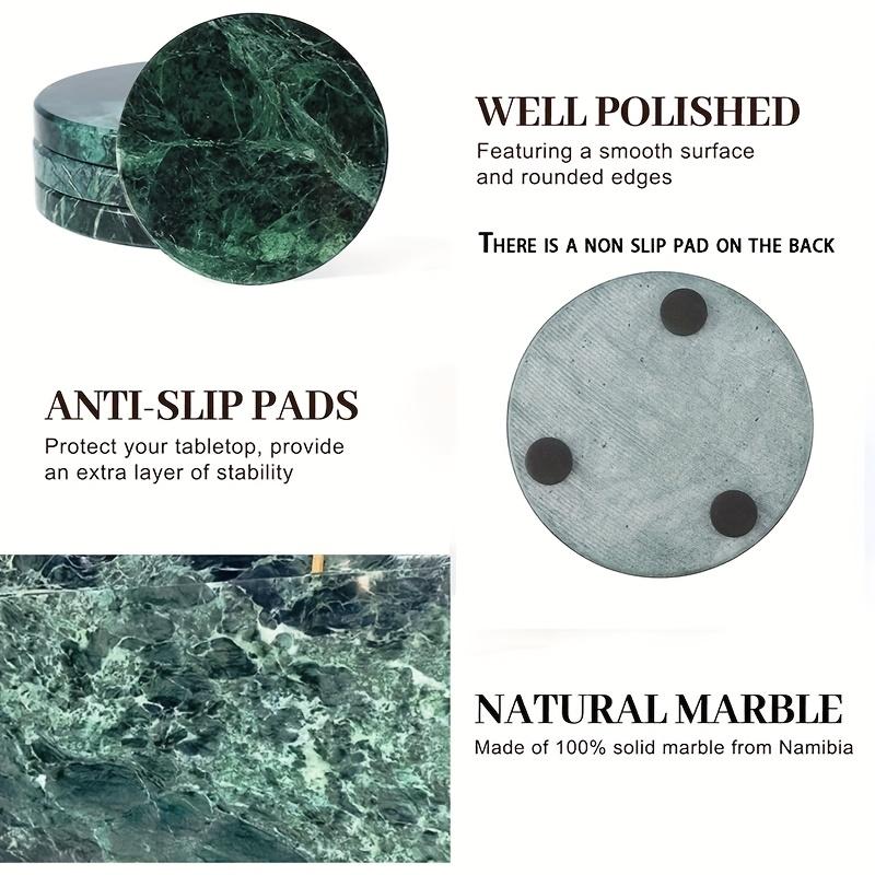 Set Of 4 Marble-Pattern Coasters  Heat-Resistant, Round Table Protection Pads Elegant Decor For Coffee Tables, Homes, And Bars Perfect Holiday Gift