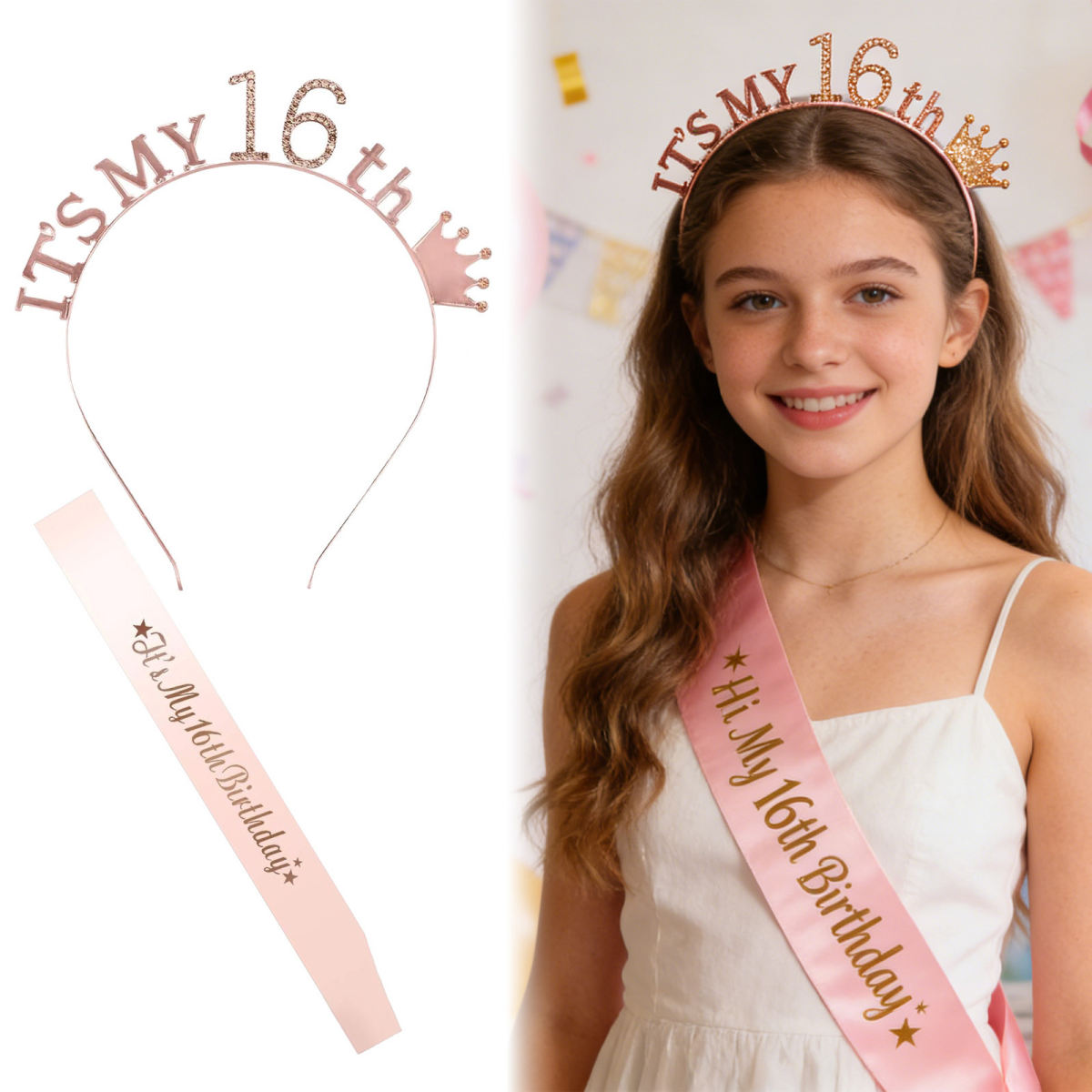 16th Birthday Crown And Sash Set – A Special Pair Of Accessories For Festive Occasions – Party Accessory Set