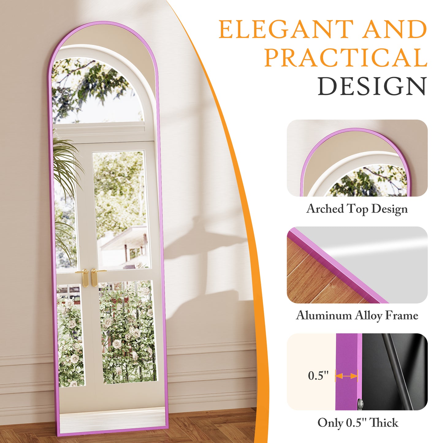 Arched Full Length Mirror, Full Body Standing Mirror, Hanging Or Leaning, For Home