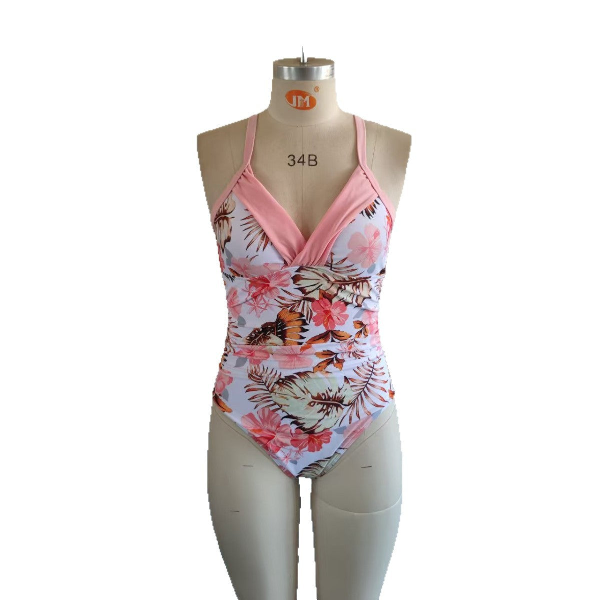 Printed Lace-up Beauty-back One-piece