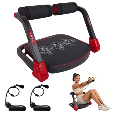 Ab Core Trainer Abdominal Machine For Home Gym With Resistance Bands Red