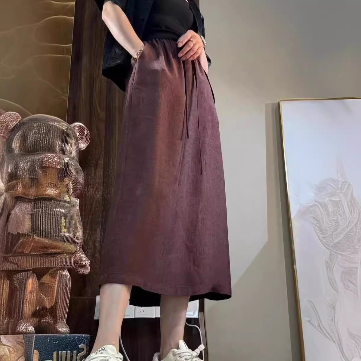 Acetate Satin A-line Skirt Womens Summer New Arrival