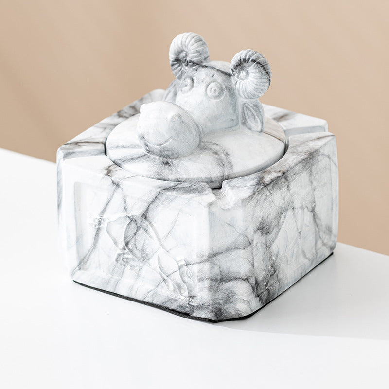 Ceramic Ashtray With Lid Home And Office Decoration
