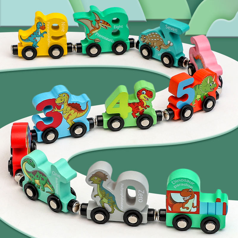 Puzzle Assembling Building Blocks Dinosaur Train Magnetic Digital Toys