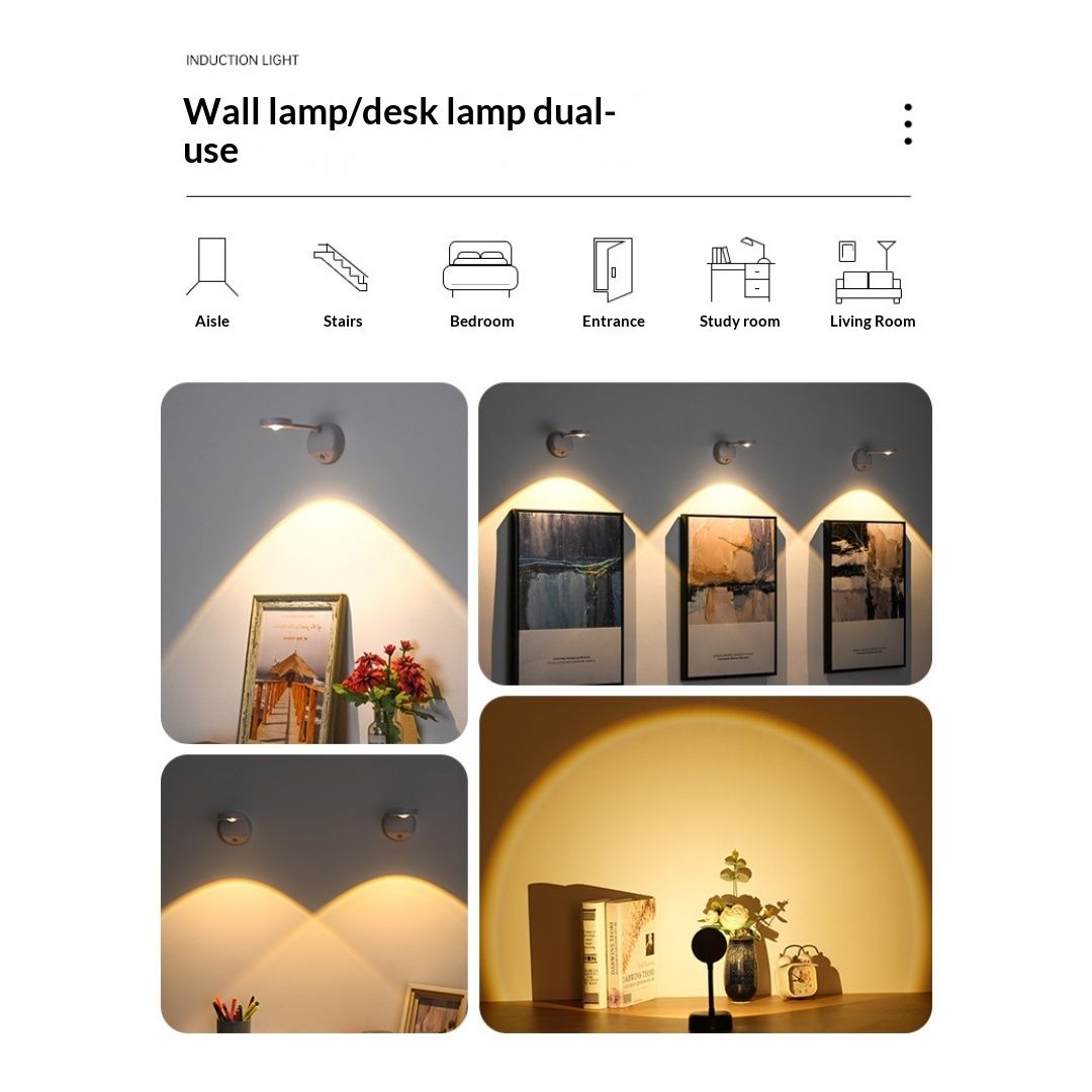 Border Rechargeable, Wire-free Indoor Wall Light, Remote Control Spotlight, Smart LED Motion Sensor Light