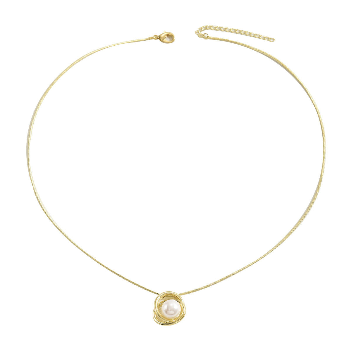 Korean Soft Sweet Camellia Style Women Clavicle Necklace, Niche Design With Faux Pearl Strands & Intersecting Circle Pendant, Daily Versatile Neck Jewelry For Ladies