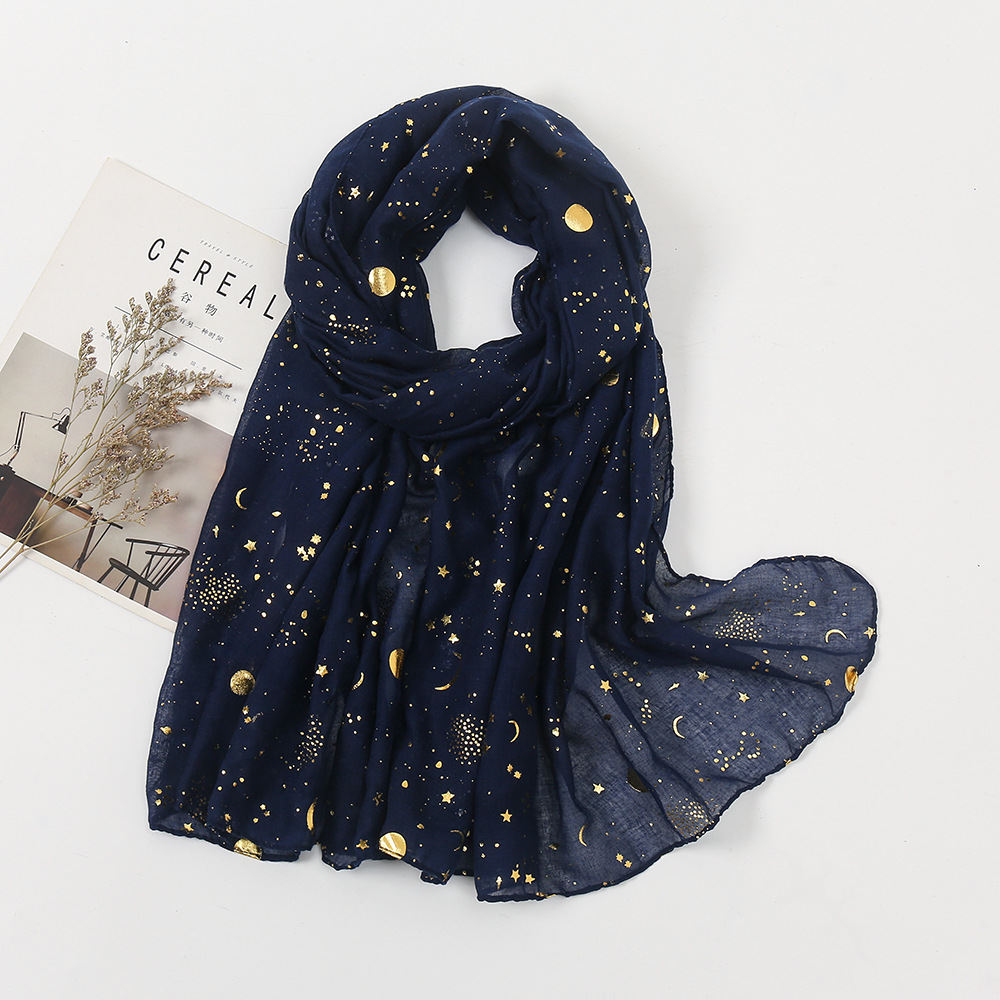 Polyester Accessories Star Moon Wear TR Cotton Starry Sky Bronzing Women's Scarf