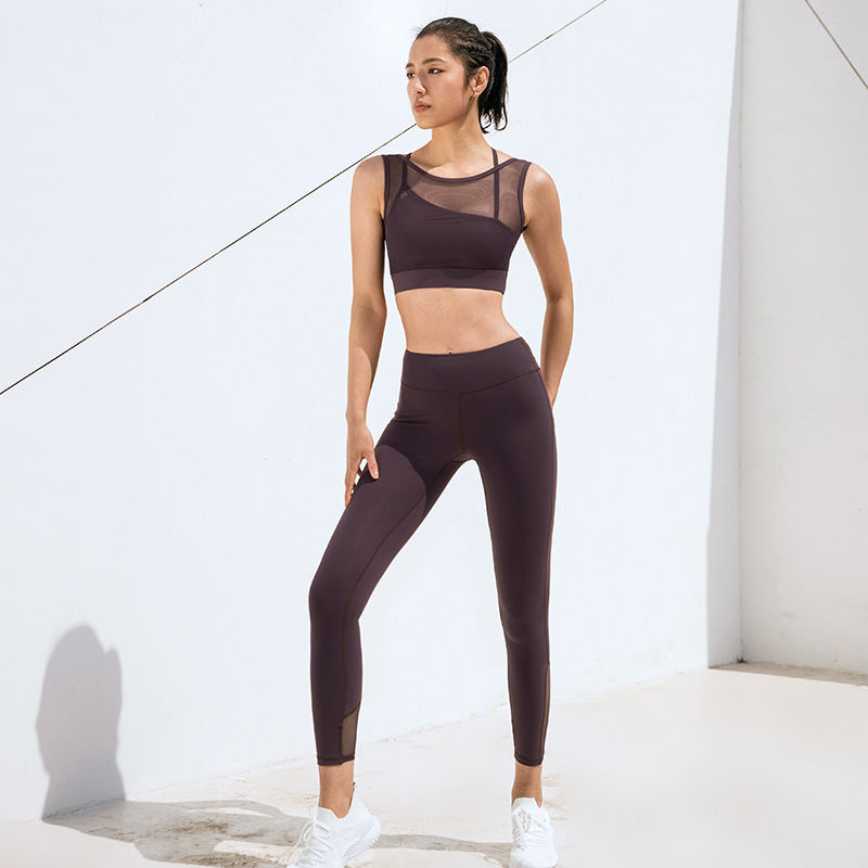 New European And American Sports Bra Fitness Yoga Pants Splicing Set