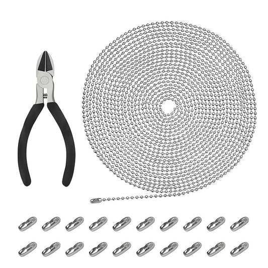 Stainless Steel Ball Chain, 10 M, With 100 Connectors And Pliers – Complete Set For DIY Jewelry – Party Supplies Set