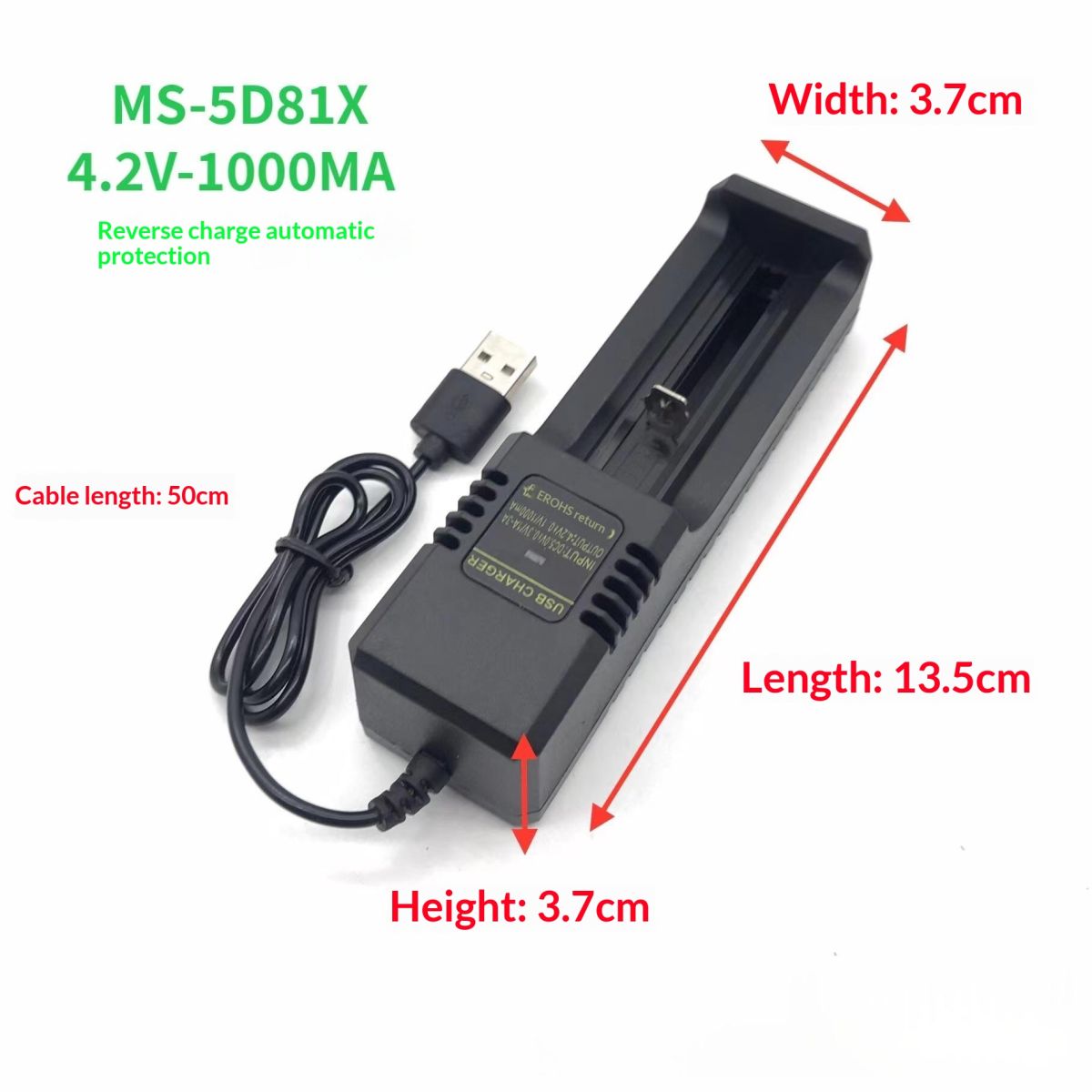 Single-slot Single-battery USB Smart Lithium Battery Charger