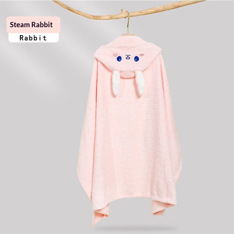 Children's Coral Fleece Bath Towel Cape For Babies