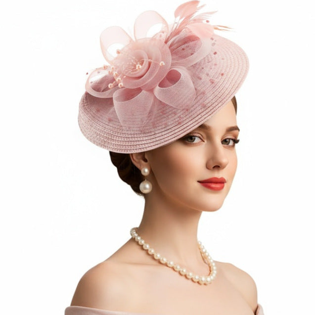 Cross-border Bestseller Mesh Flower Headpiece Straw And Feather Hair Accessory