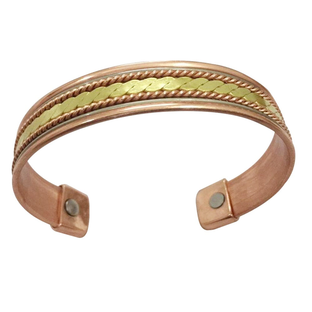 Woven Fried Dough Twists Simple Retro Women's Health Care Magnetic Electroplating Open Bracelet