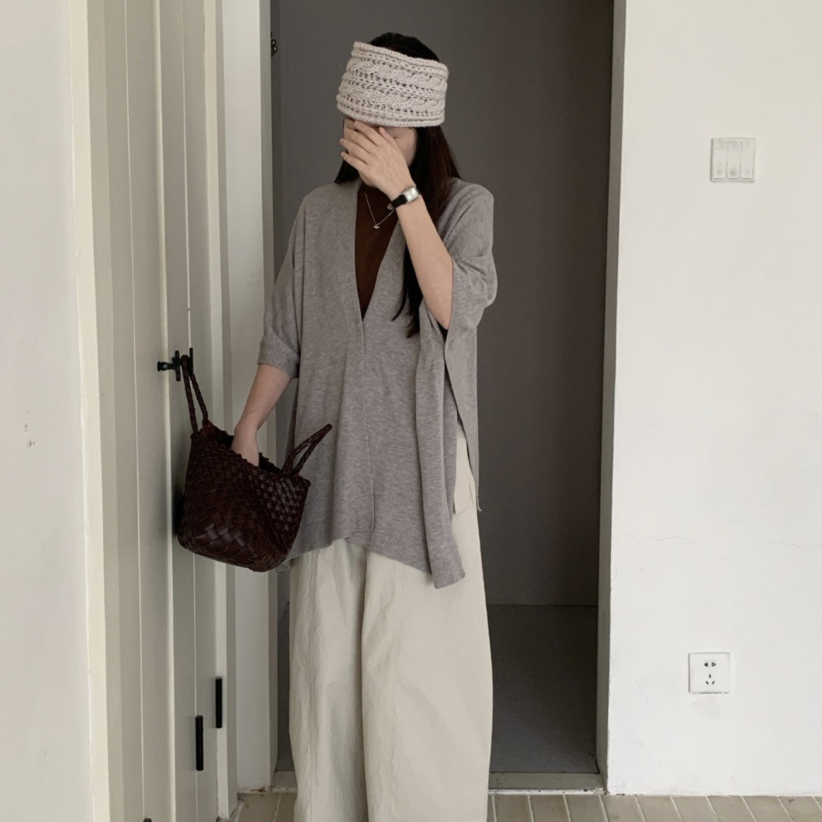 Korean-style Fashionable Versatile Travel Cloak Knitted Cardigan