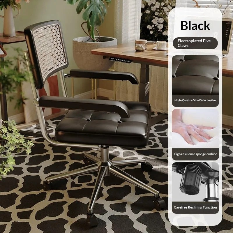 Retro-style Home Office Computer Chair Made From Imitation Rattan